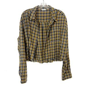 Aeropostale | Cropped Yellow Plaid Button Up Shirt